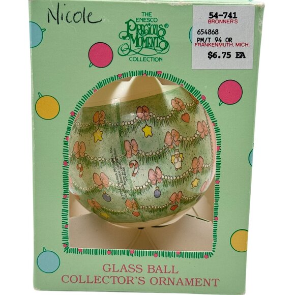 Precious Moments Glass Ornament 1994 Youre As Pretty As A Christmas Tree VTG - Picture 3 of 10